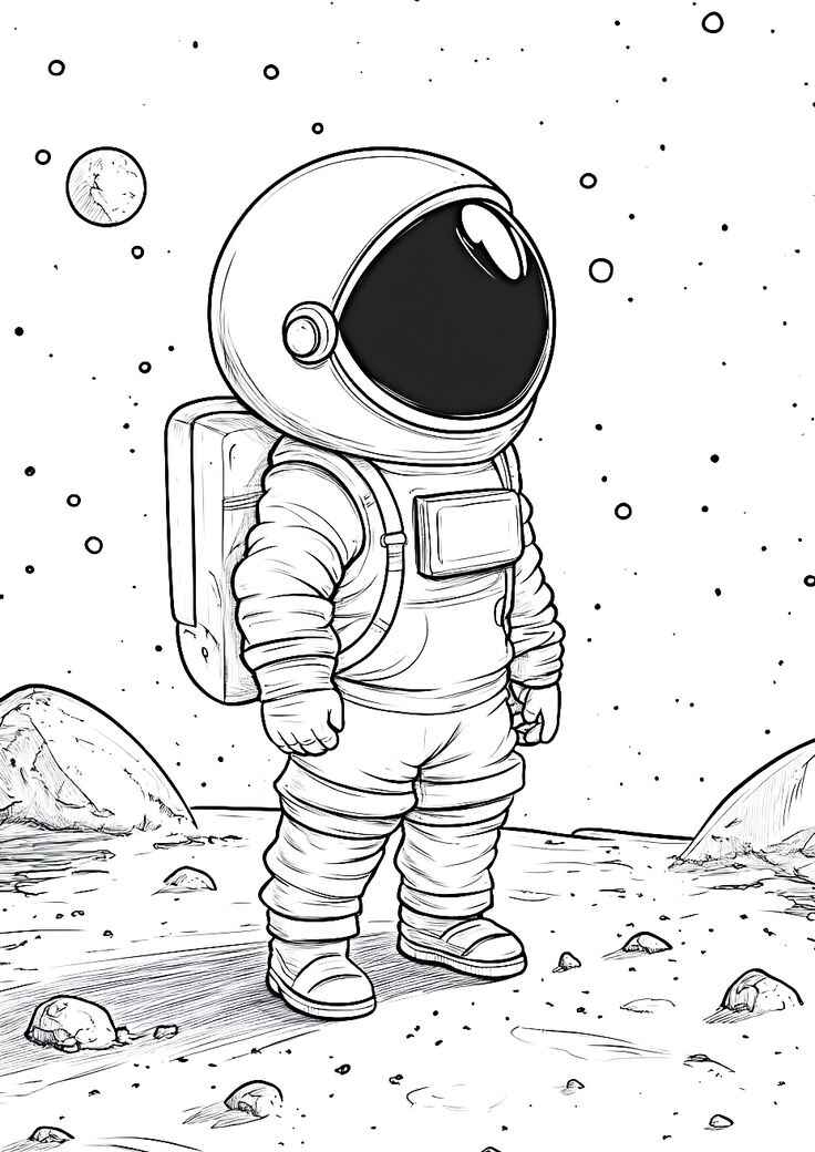 Desenho de Astronauta Desenho Colorir Imprimir 07