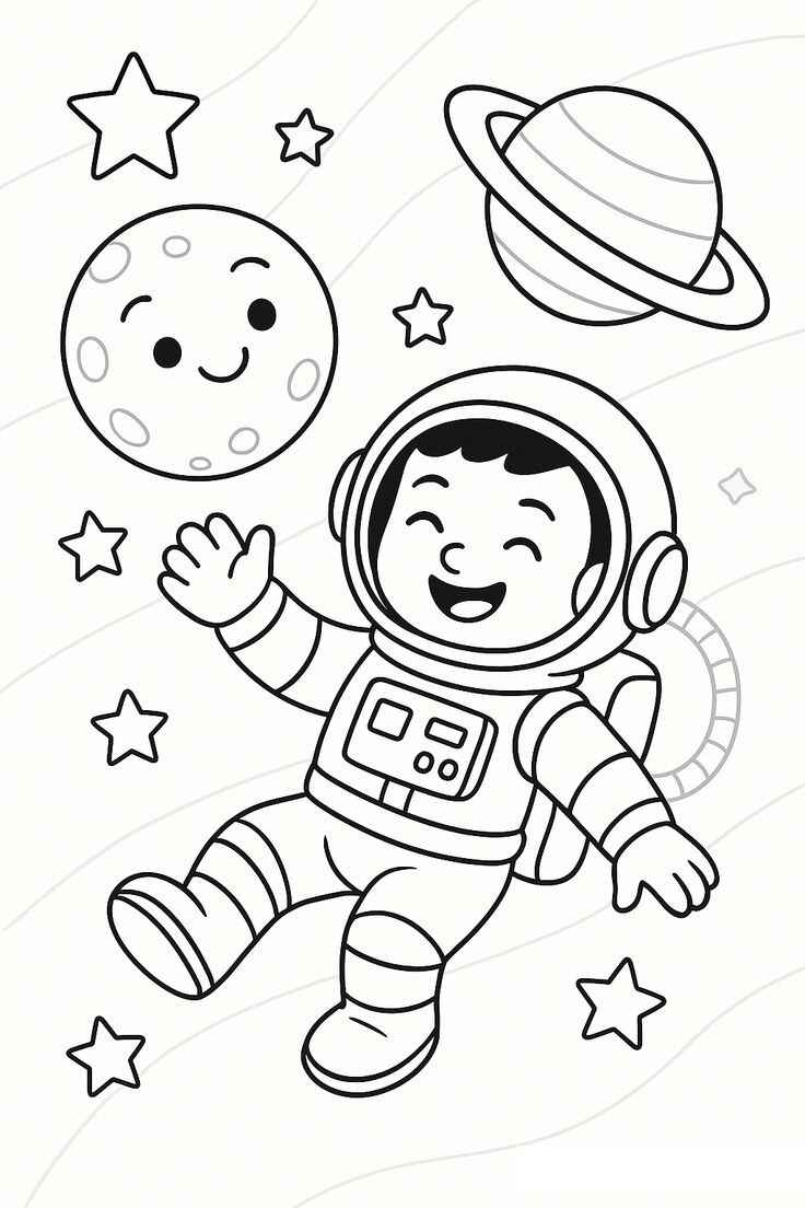 Desenho de Astronauta Desenho Colorir Imprimir 09
