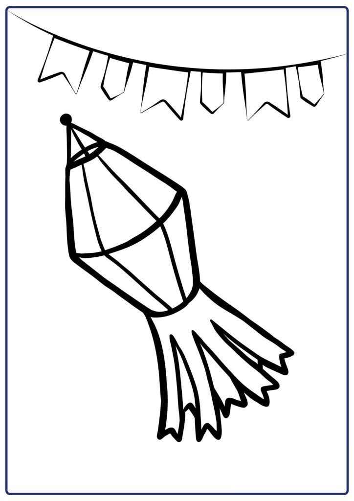 Desenho de Balao Junino Desenho Colorir Imprimir 02