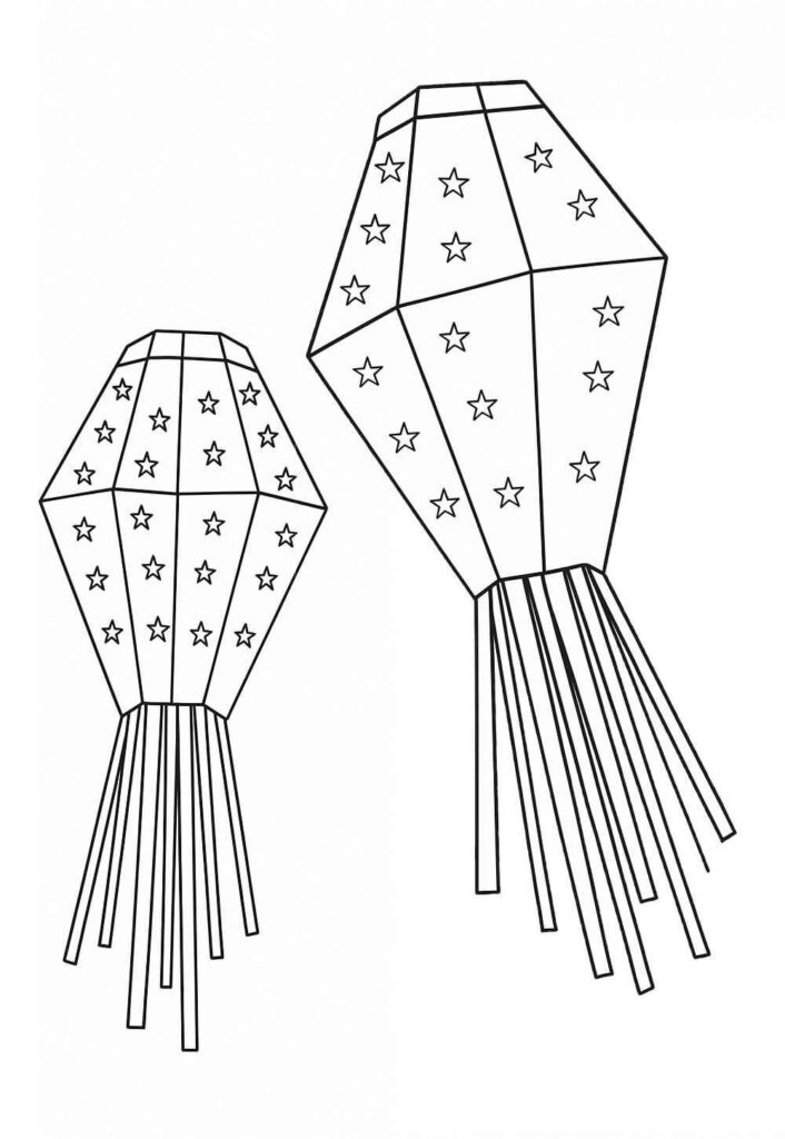 Desenhos de Balão Junino para Imprimir e Colorir