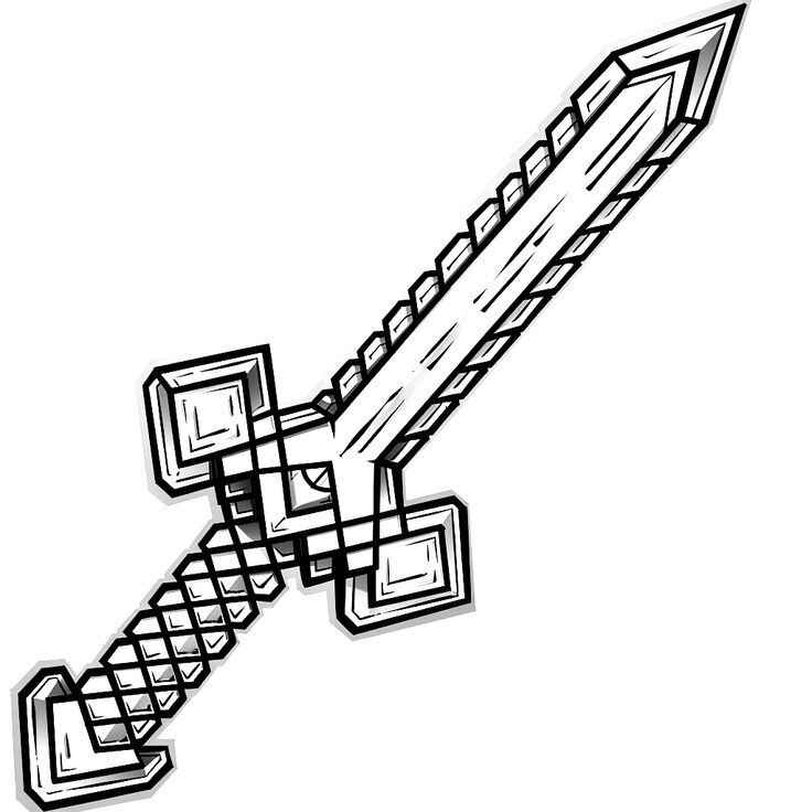 Desenho de Espada Minecraft Desenho Colorir Imprimir 07