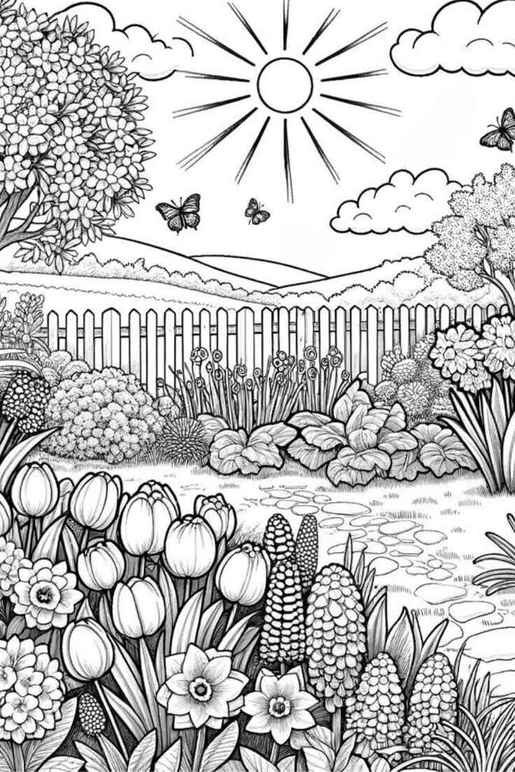 Desenho de Jardins Desenho Colorir Imprimir 06