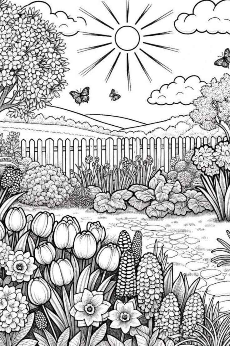 Desenho de Jardins Desenho Colorir Imprimir 08