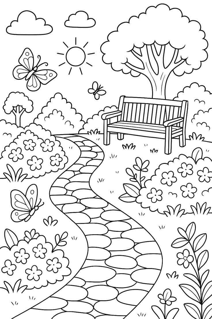 Desenho de Jardins Desenho Colorir Imprimir 11