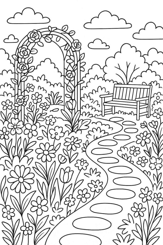 Desenhos de Jardins para Imprimir e Colorir