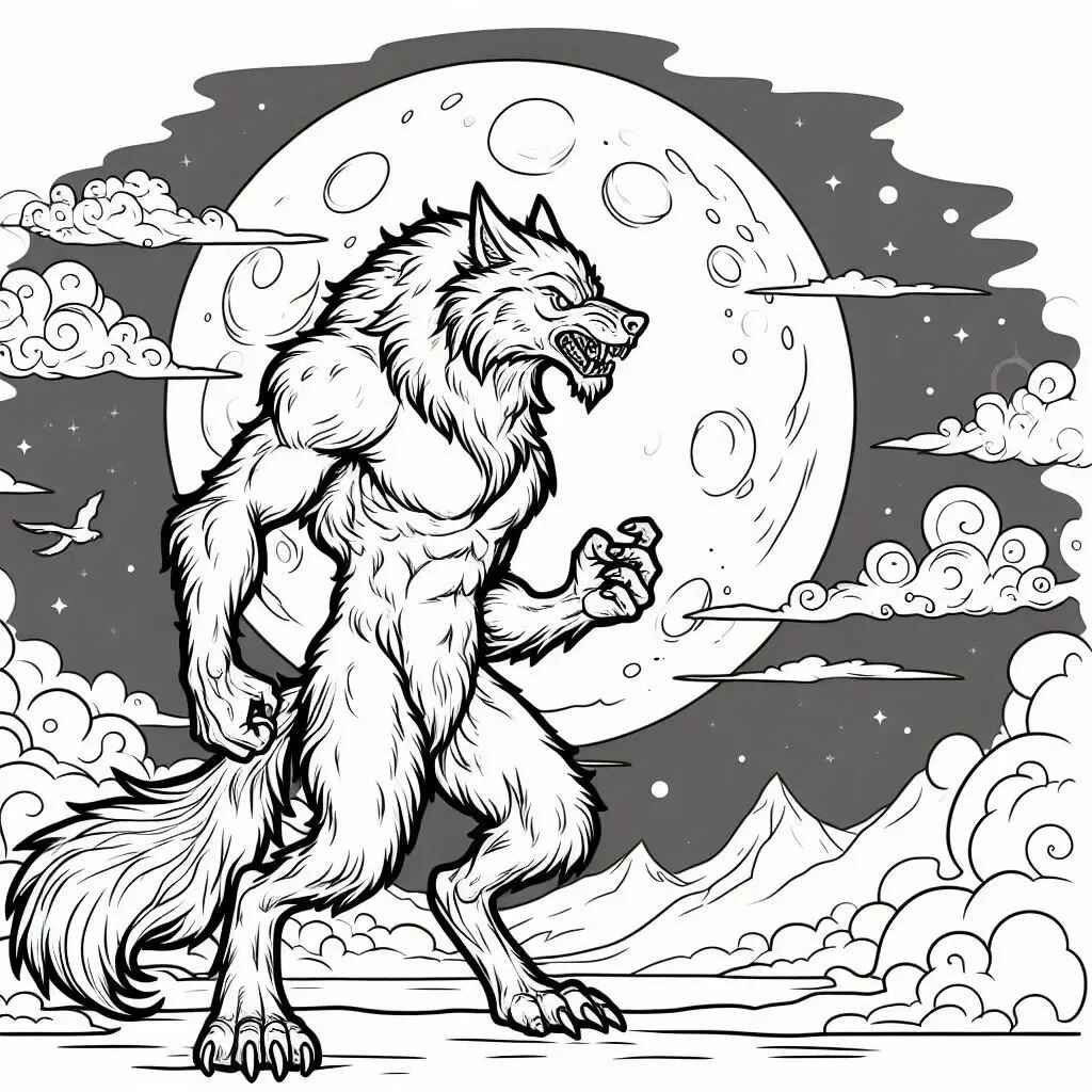 Desenho de Lobisomem Desenho Colorir Imprimir 44