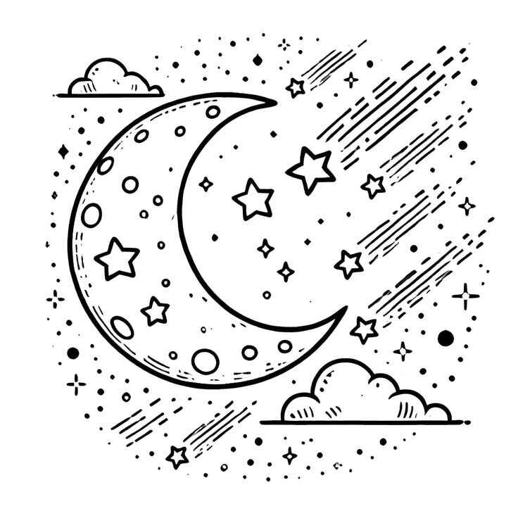 Desenho de Lua Desenho Colorir Imprimir 09