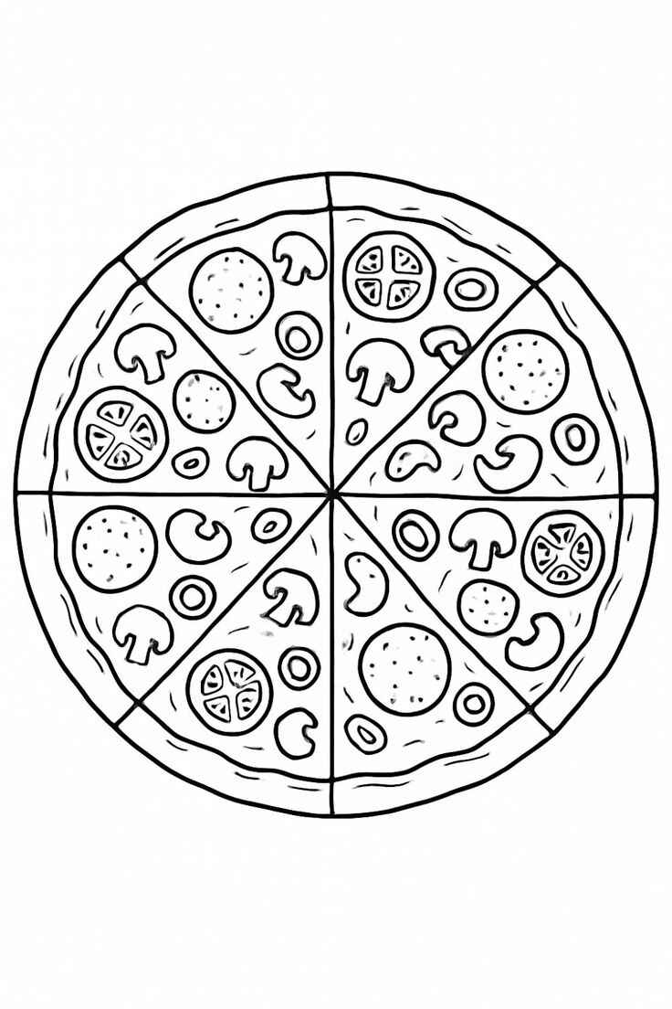 Desenho de Pizza Desenho Colorir Imprimir 01