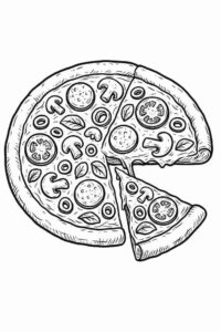 Desenho de Pizza Desenho Colorir Imprimir 02