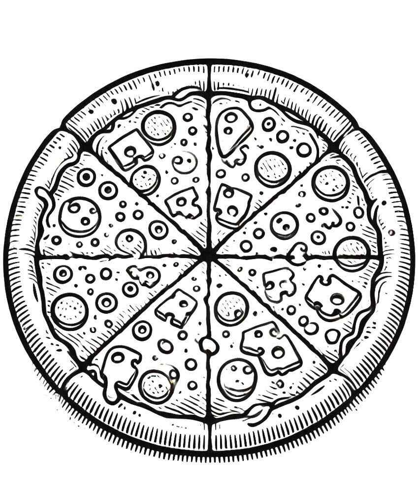 Desenho de Pizza Desenho Colorir Imprimir 07