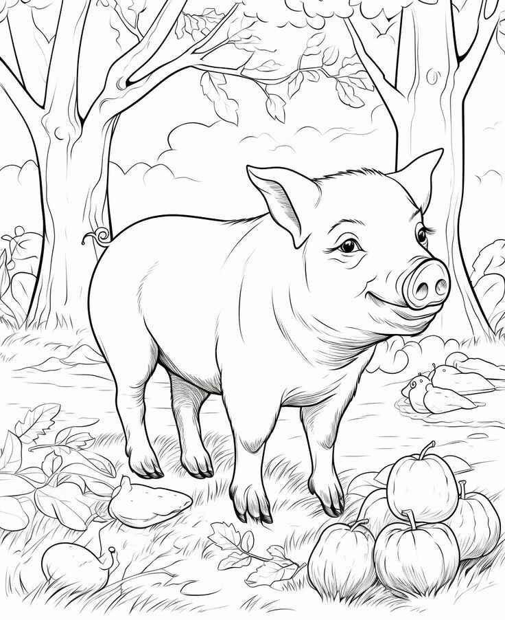 Desenho de Porco Desenho Colorir Imprimir 11