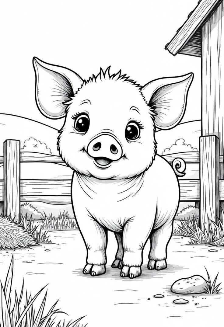 Desenho de Porco Desenho Colorir Imprimir 12