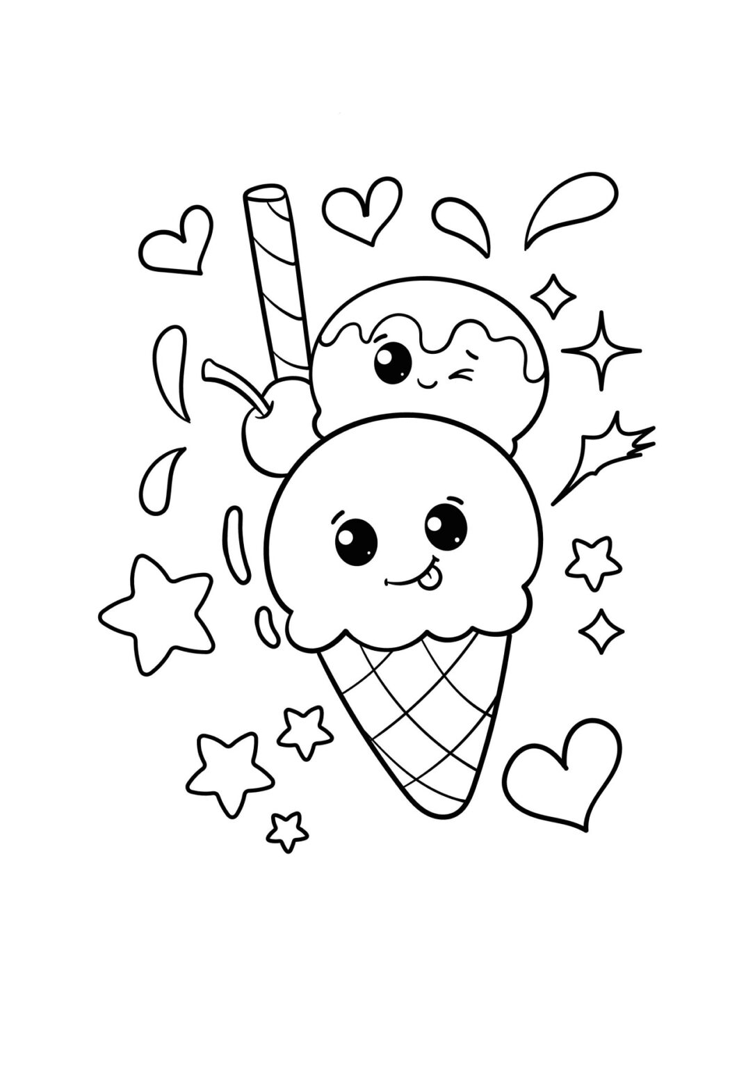 Desenhos de Sorvetes para Imprimir e Colorir