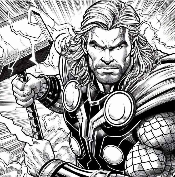 Desenho de Thor Desenho Colorir Imprimir 14