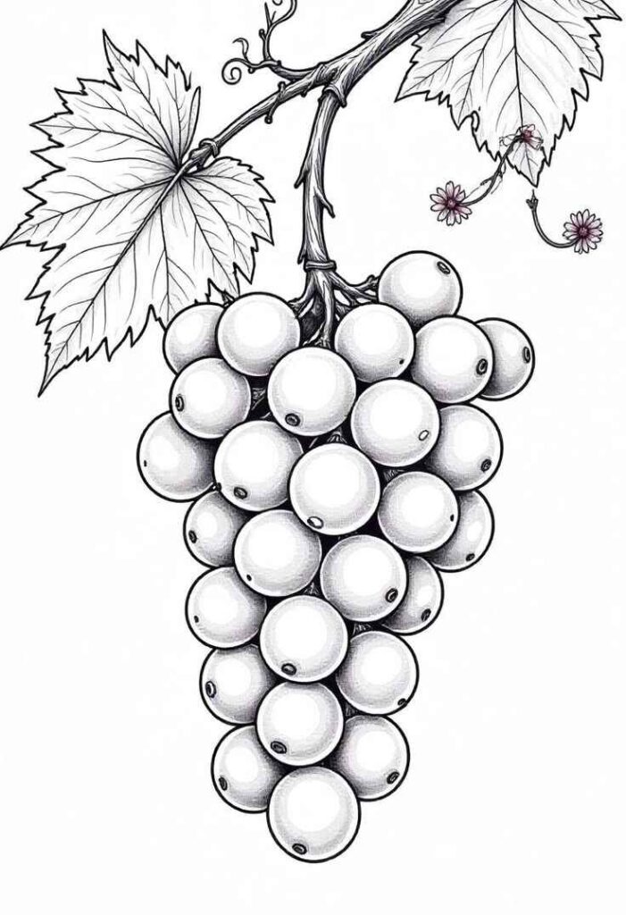 Desenhos de Uvas para Imprimir e Colorir