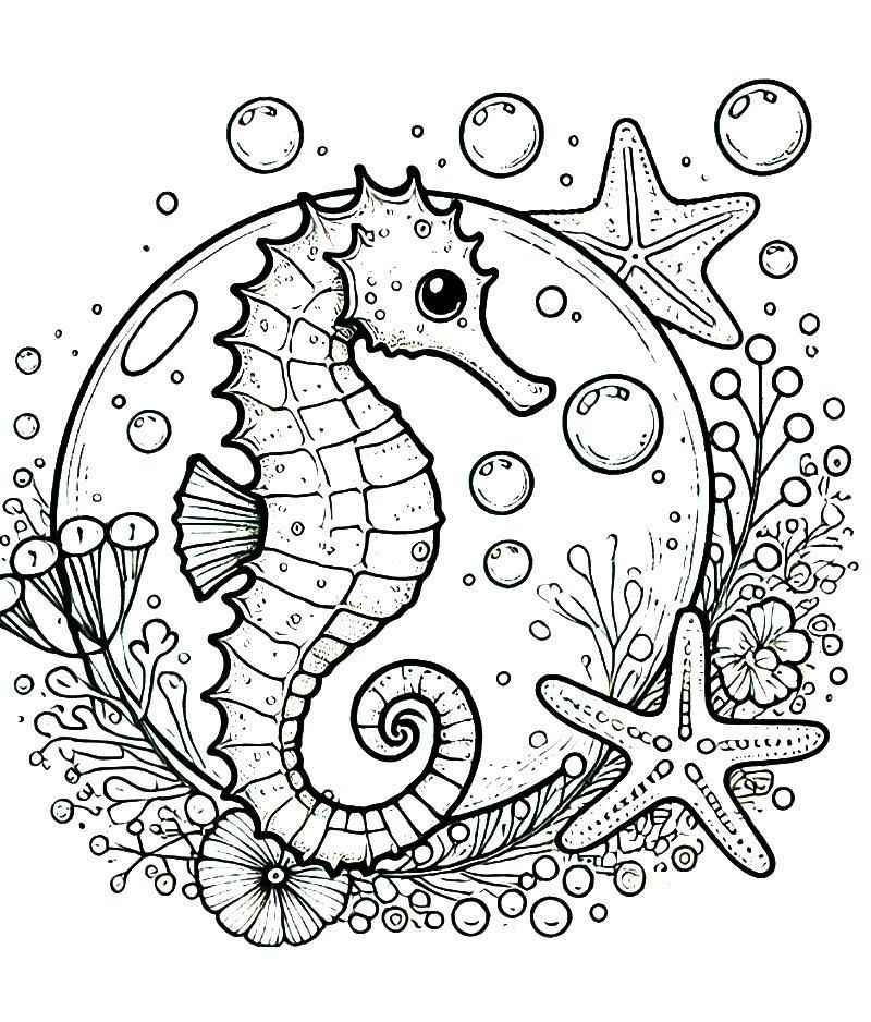 Desenho de Cavalo Marinho Desenho Colorir Imprimir 01