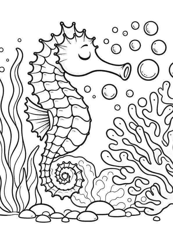 Desenho de Cavalo Marinho Desenho Colorir Imprimir 09