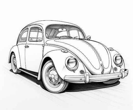 Desenho de Fusca Desenho Colorir Imprimir 04