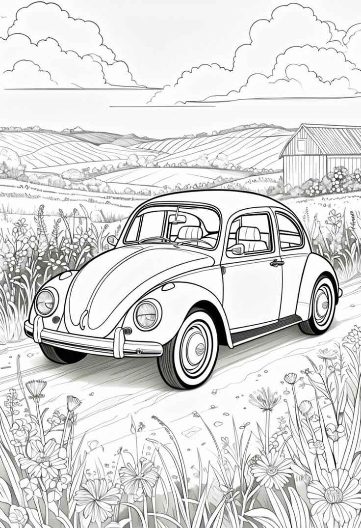 Desenho de Fusca Desenho Colorir Imprimir 09
