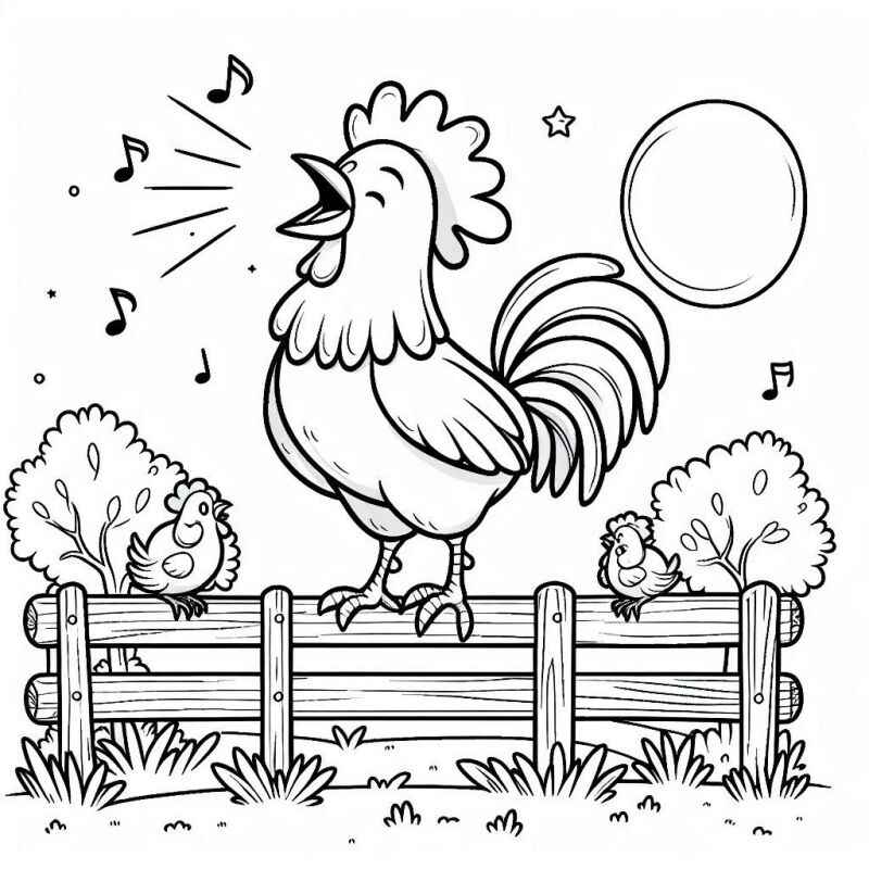 Desenho de Galo Desenho Colorir Imprimir 04