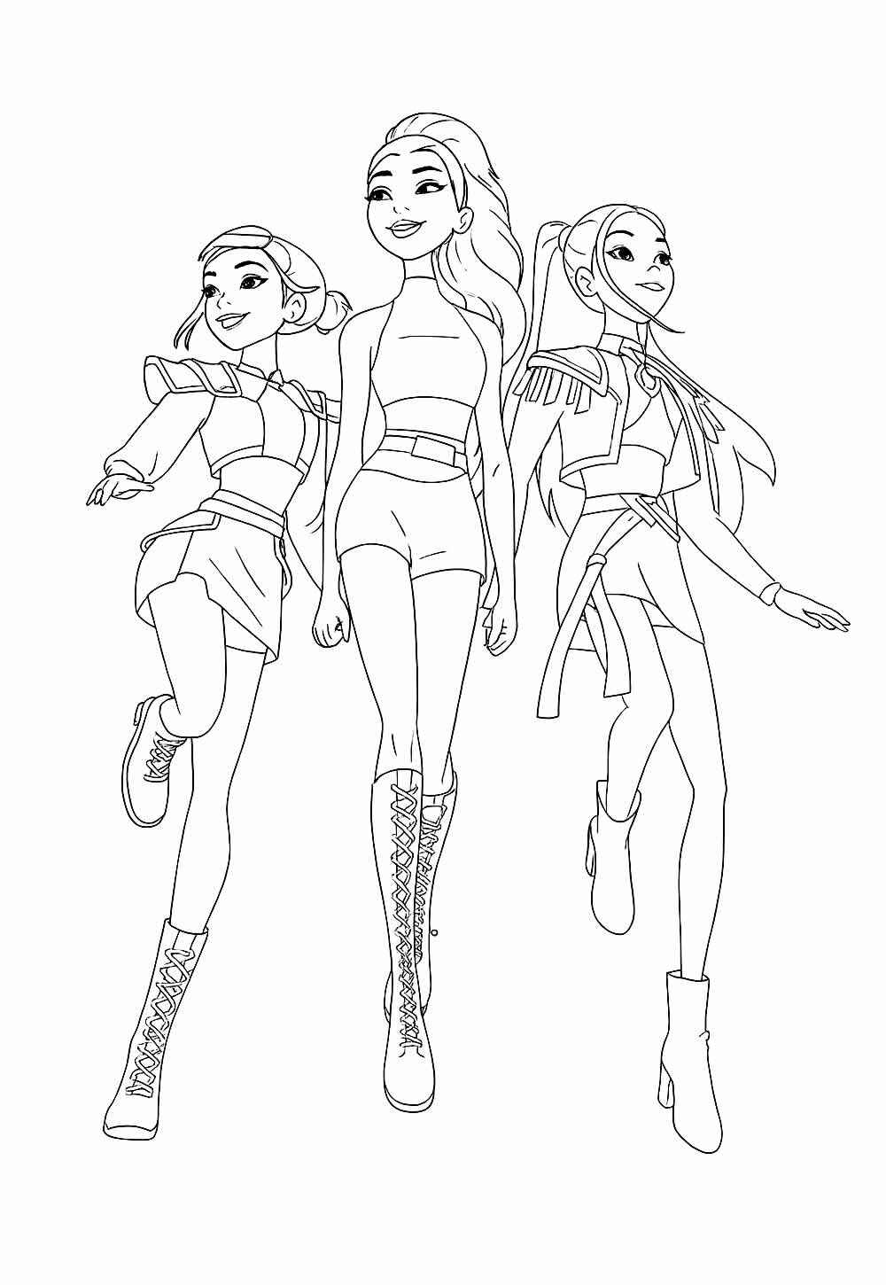 Desenho de Guerreiras Do Kpop Desenho Colorir Imprimir 03