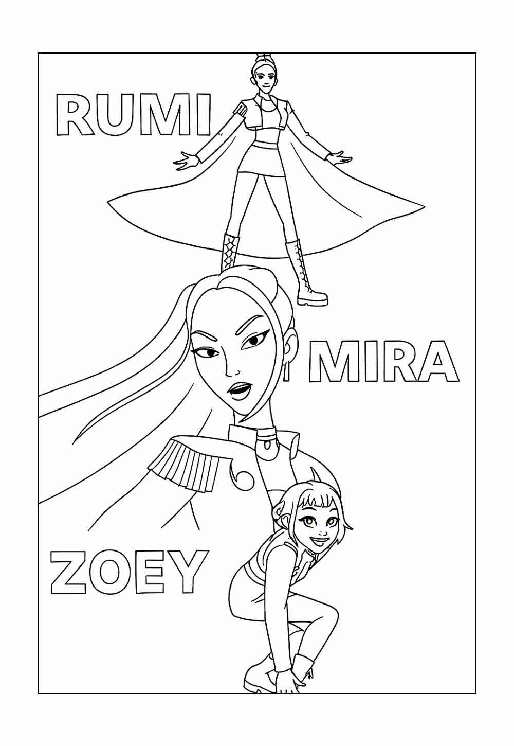 Desenho de Guerreiras Do Kpop Desenho Colorir Imprimir 05