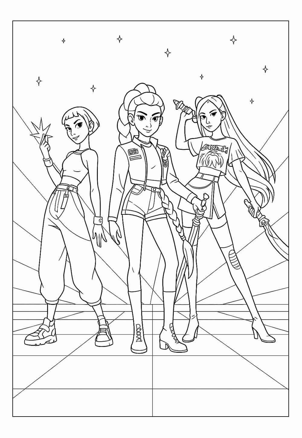 Desenho de Guerreiras Do Kpop Desenho Colorir Imprimir 34