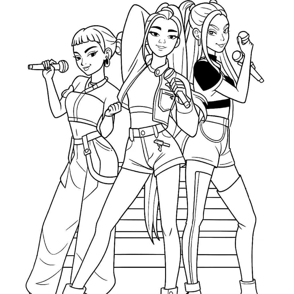 Desenho de Guerreiras Do Kpop Desenho Colorir Imprimir 39