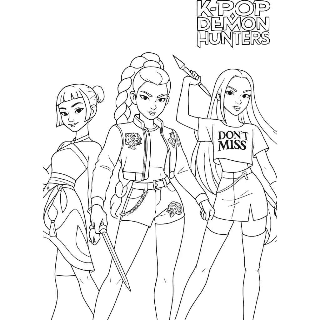 Desenho de Guerreiras Do Kpop Desenho Colorir Imprimir 43