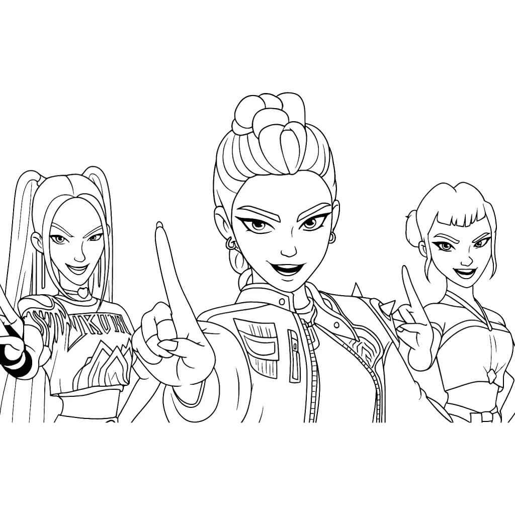 Desenho de Guerreiras Do Kpop Desenho Colorir Imprimir 44