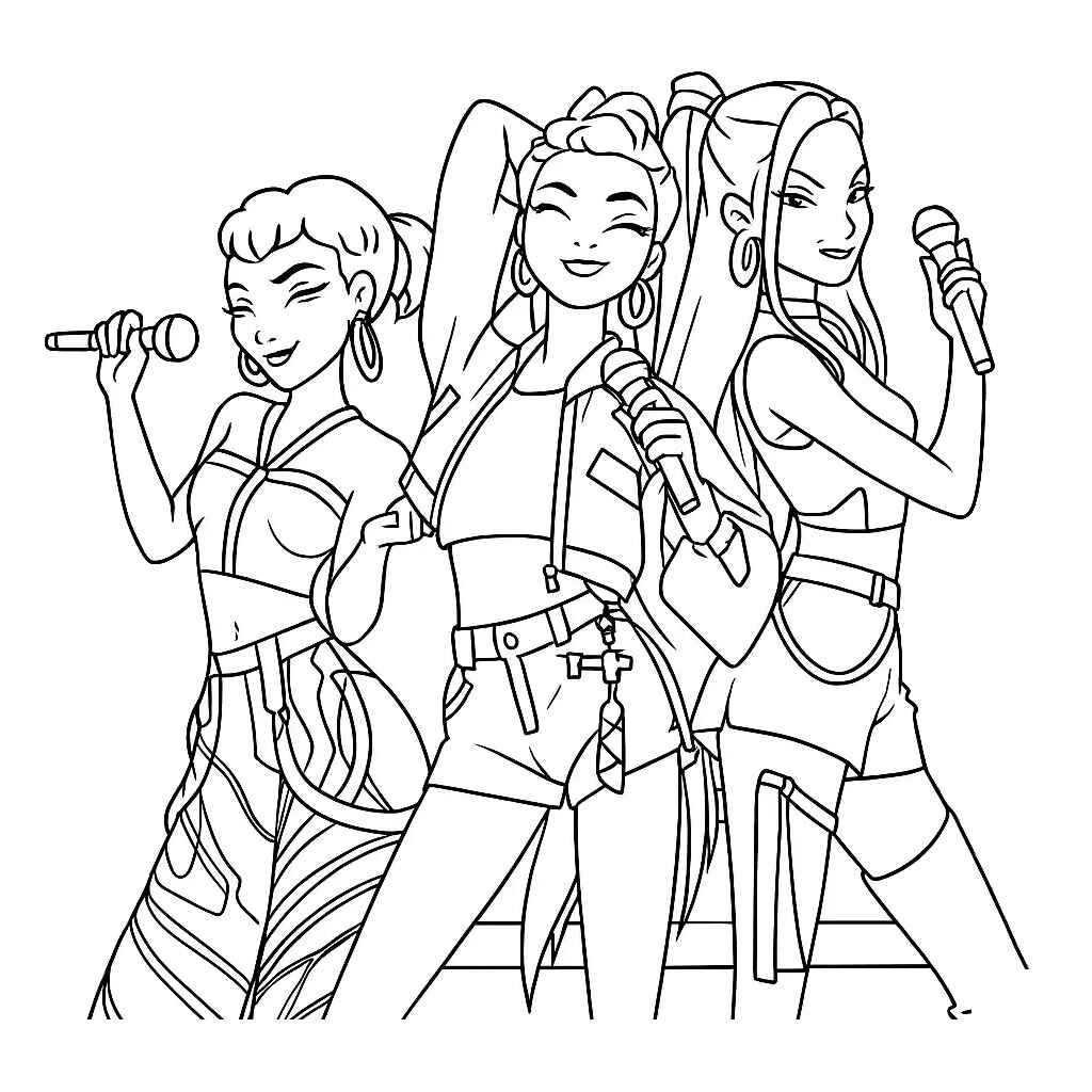 Desenho de Guerreiras Do Kpop Desenho Colorir Imprimir 48