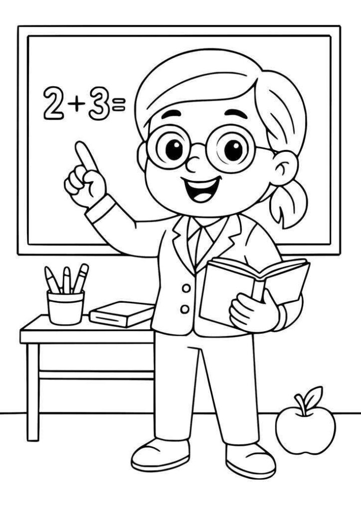 Desenhos de Professora para Imprimir e Colorir