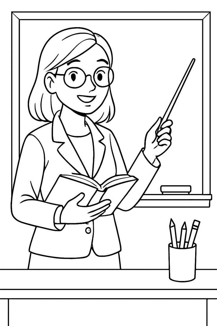 Desenho de Professora Desenho Colorir Imprimir 09