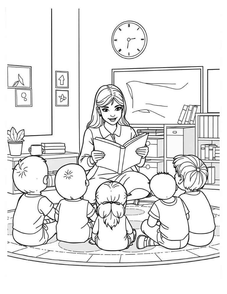 Desenho de Professora Desenho Colorir Imprimir 17