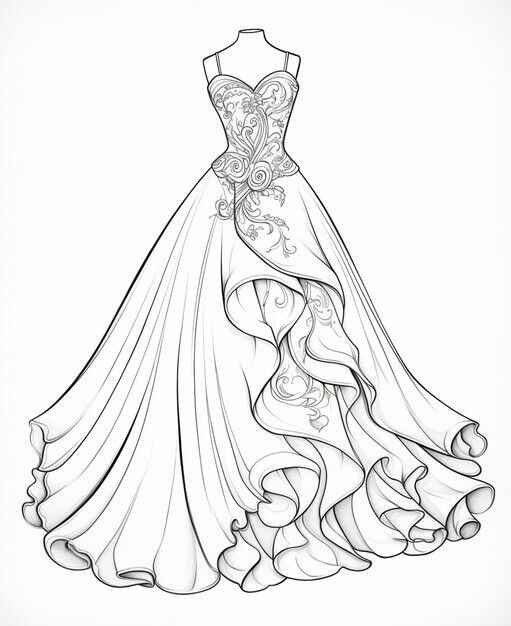 Desenho de Vestido Desenho Colorir Imprimir 05