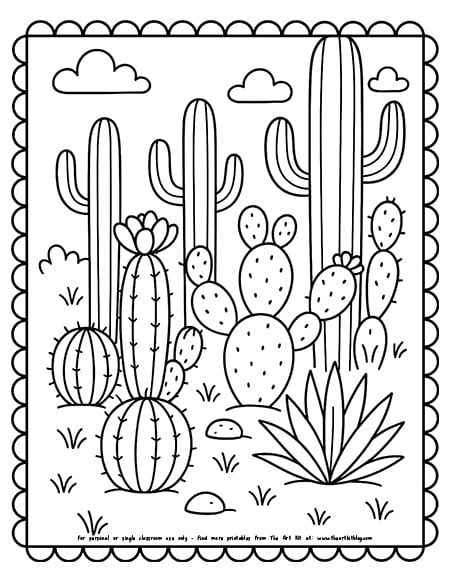 Desenho de Cactos Desenho Colorir Imprimir 07