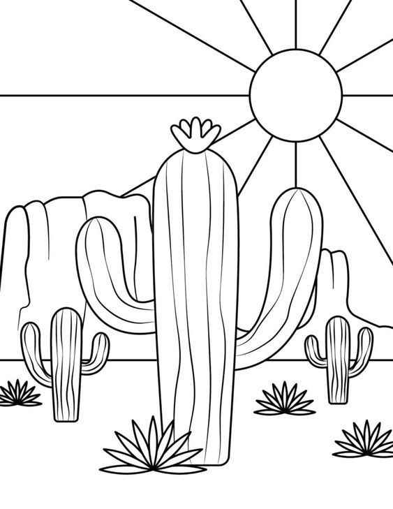 Desenho de Cactos Desenho Colorir Imprimir 09