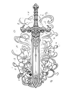 Desenho de Espada Desenho Colorir Imprimir 35