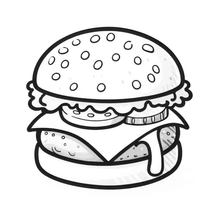 Desenho de Hamburguer Desenho Colorir Imprimir 01
