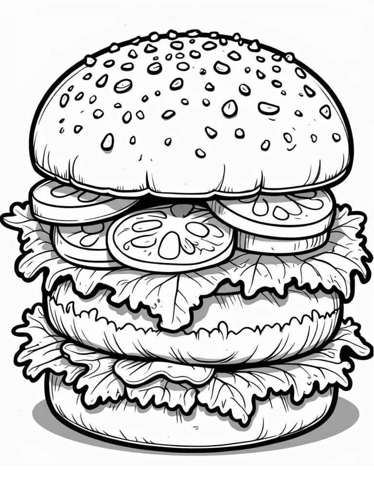 Desenho de Hamburguer Desenho Colorir Imprimir 02