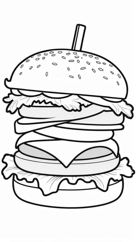 Desenho de Hamburguer Desenho Colorir Imprimir 03