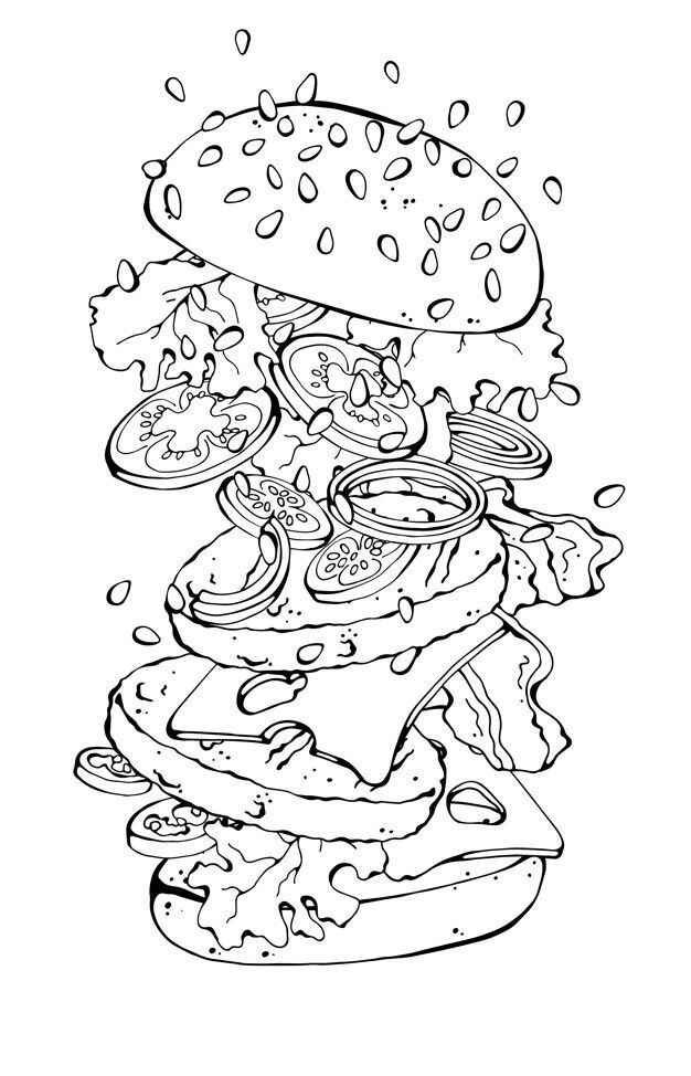Desenho de Hamburguer Desenho Colorir Imprimir 11