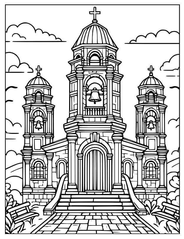 Desenho de Igreja Desenho Colorir Imprimir 003