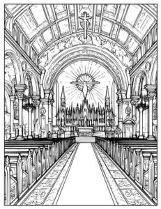 Desenho de Igreja Desenho Colorir Imprimir 005