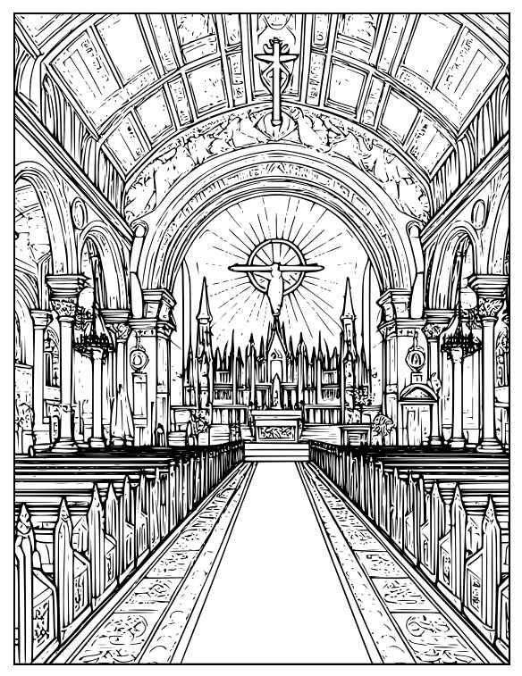 Desenho de Igreja Desenho Colorir Imprimir 005