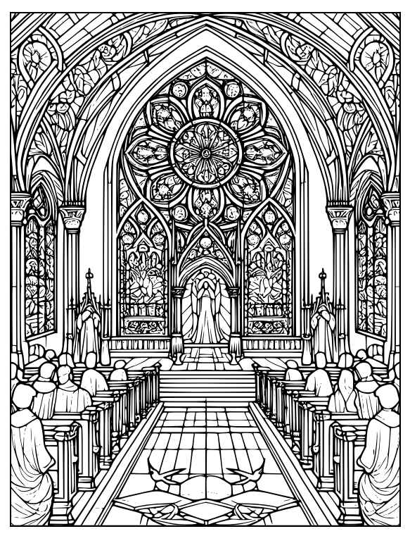 Desenho de Igreja Desenho Colorir Imprimir 006