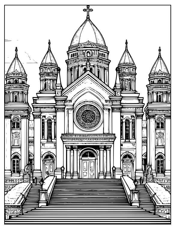 Desenho de Igreja Desenho Colorir Imprimir 007