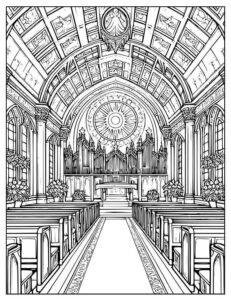 Desenho de Igreja Desenho Colorir Imprimir 008