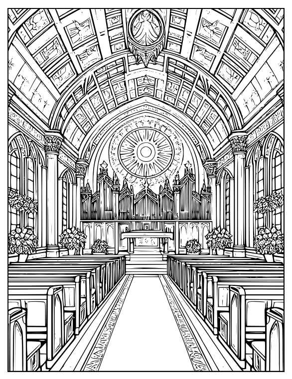 Desenho de Igreja Desenho Colorir Imprimir 008