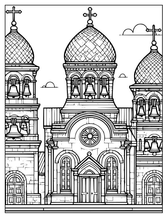 Desenho de Igreja Desenho Colorir Imprimir 009